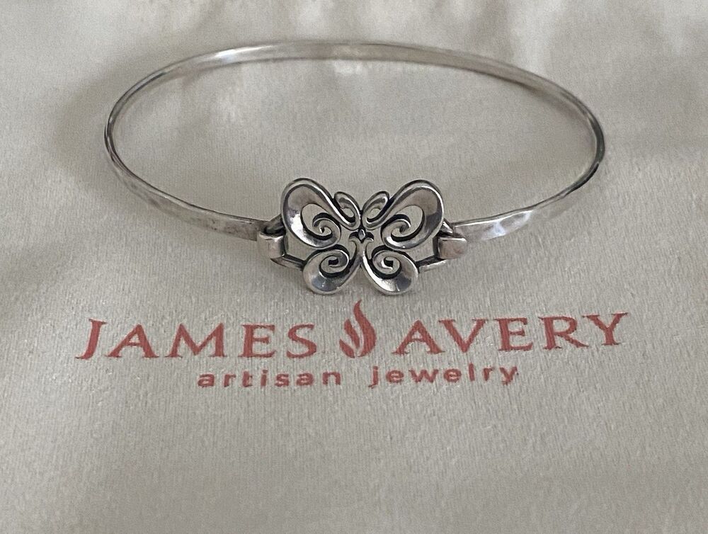 James Avery Retired Hammered Hook-On Butterfly Bangle Bracelet